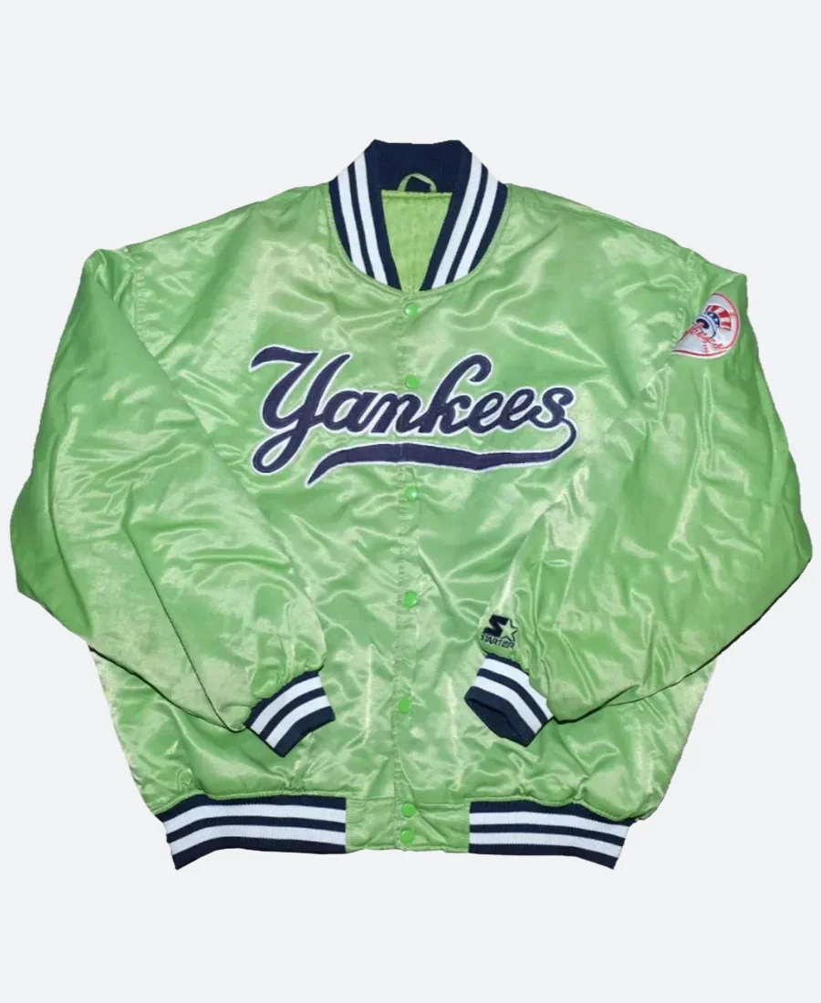 NY Yankees Varsity Jacket Green Front Image