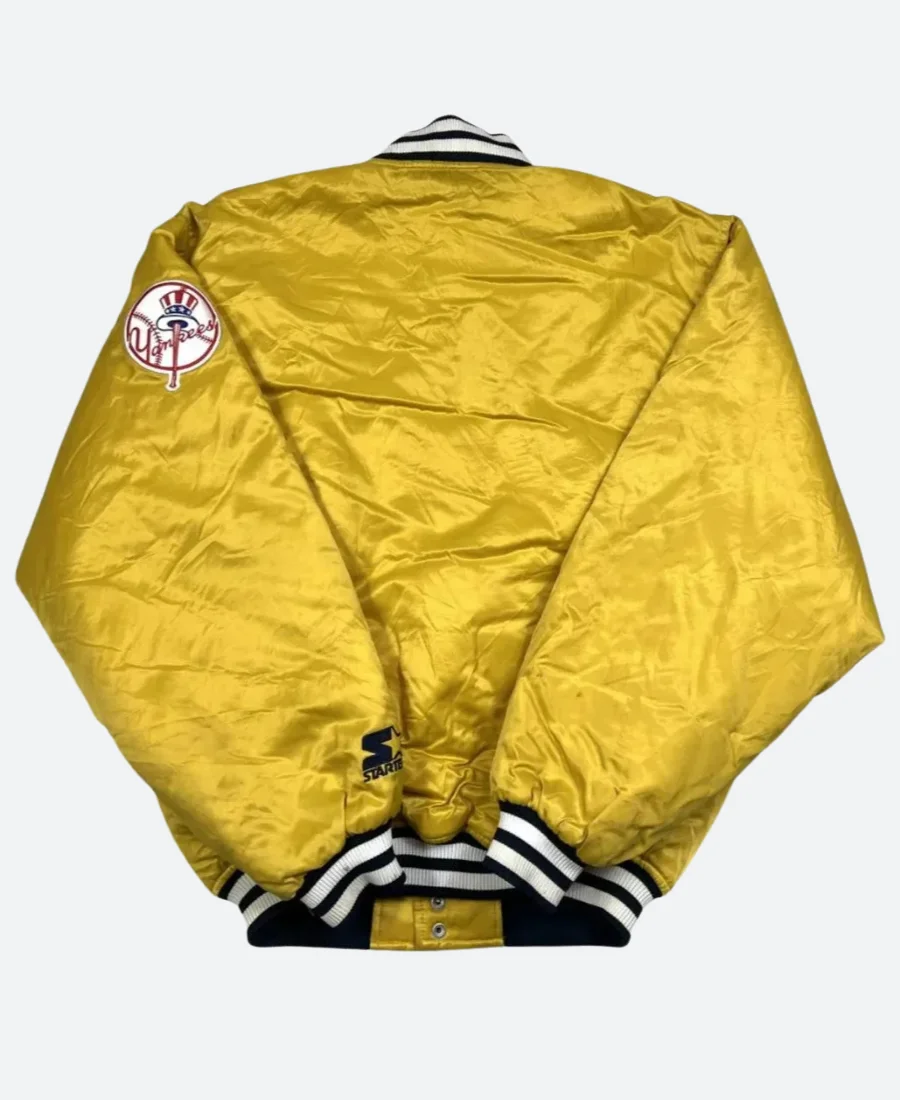NY Yankees Varsity Jacket Yellow Bacak Image