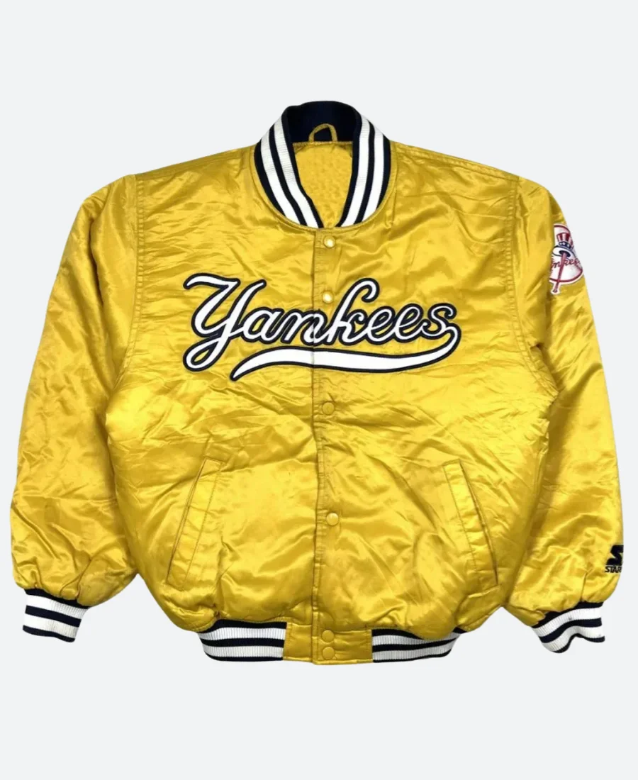 NY Yankees Varsity Jacket Yellow Front Image