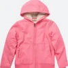 Sherpa Lined Pink Hooded Jacket Front Image