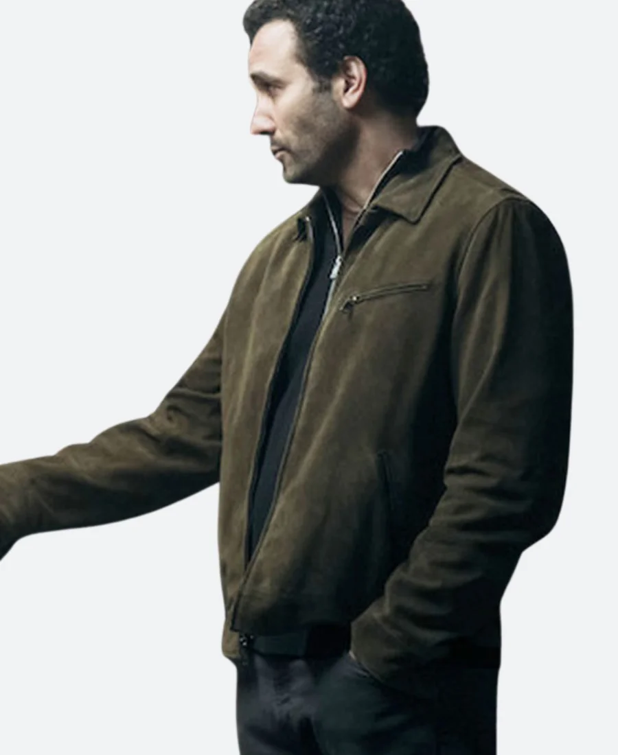 The Night Agent S02 Sami Saidi Suede Leather Jacket Front Image
