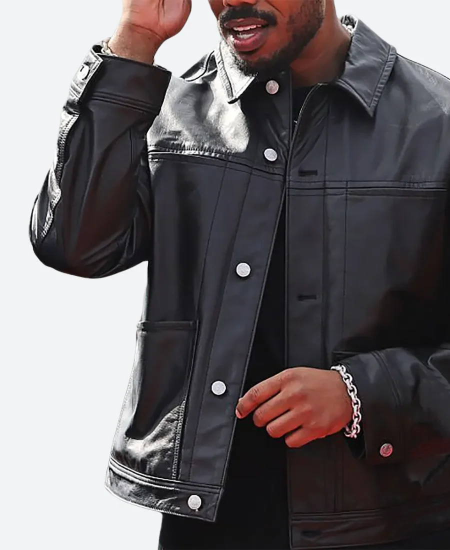 Michael B. Jordan Leather Jacket Close UP Image